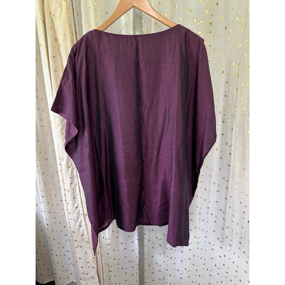 Samoko Silk Cotton Blend Asian Inspired Oversize Kaftan Tunic Blouse One Size - Picture 5 of 6